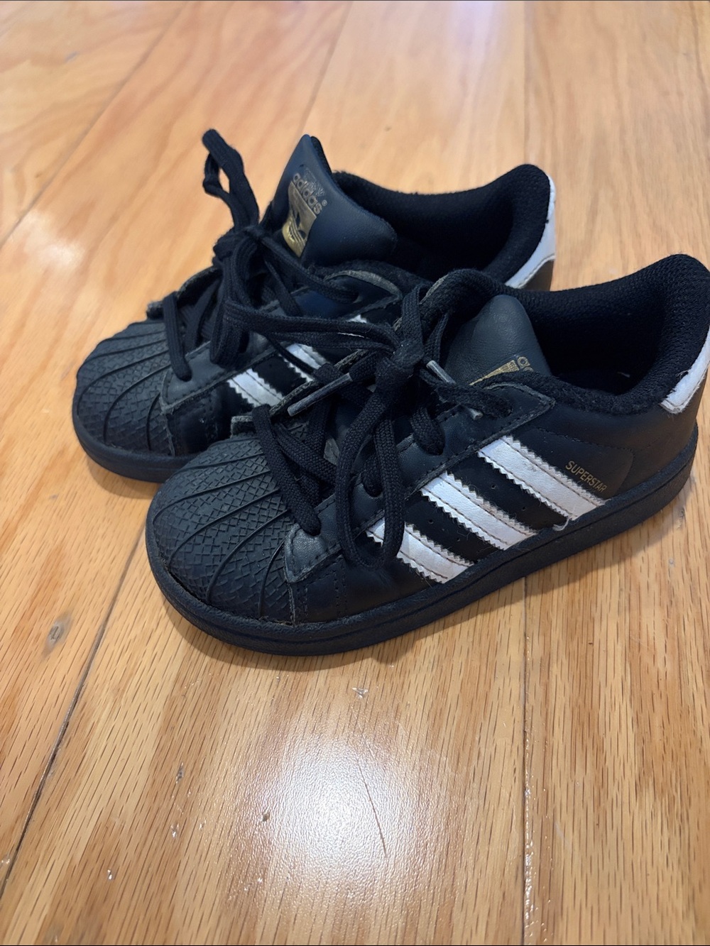 adidas Kids Black Sneakers with White Stripes